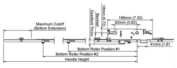 Hoppe Multipoint 1.77" Backset Manual Gear with Bottom Two Roller Extension